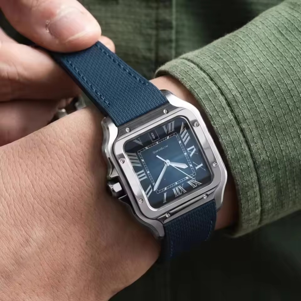 Cartier Watch Santos - Bracelet de montre en caoutchouc FKM,